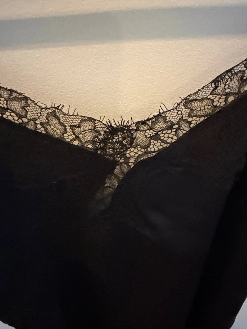 superdown Black Satin Lace-Trim Slip Dress